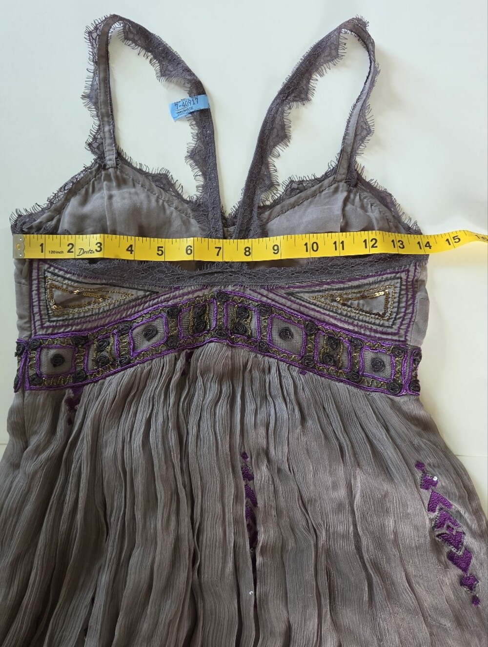 FREE PEOPLE Artemis Purple Gray Embellished Goddess Maxi Dress Whimsigoth Gown M - Picture 13 of 14